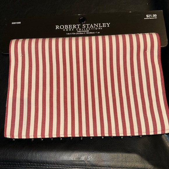 Table Runner 72 Inches Robert Stanley Red and White Striped Fabric - Picture 1 of 3